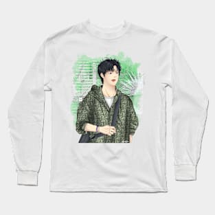 Boy on Green Long Sleeve T-Shirt